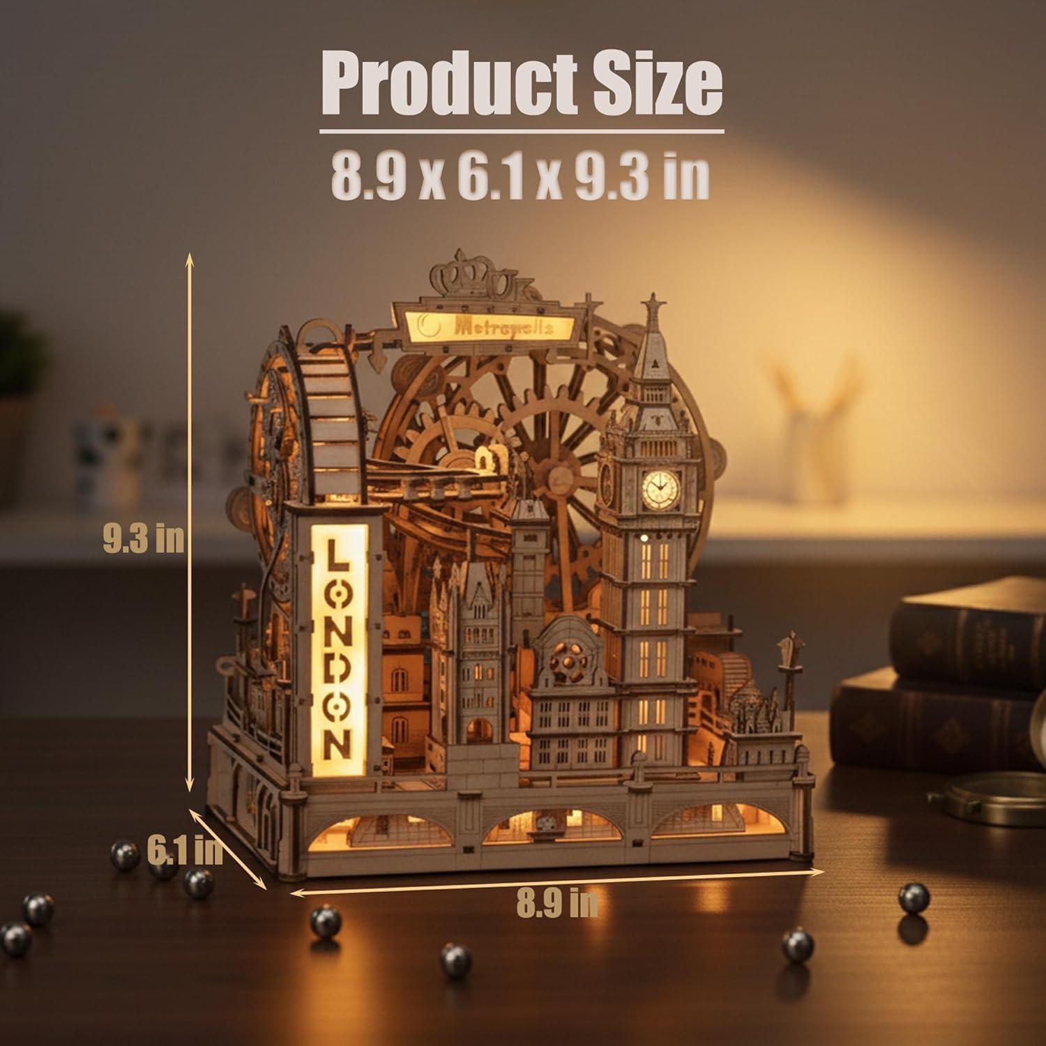 Rompecabezas 3D ROKR Marble Run Londres con LED - 431 Piezas
