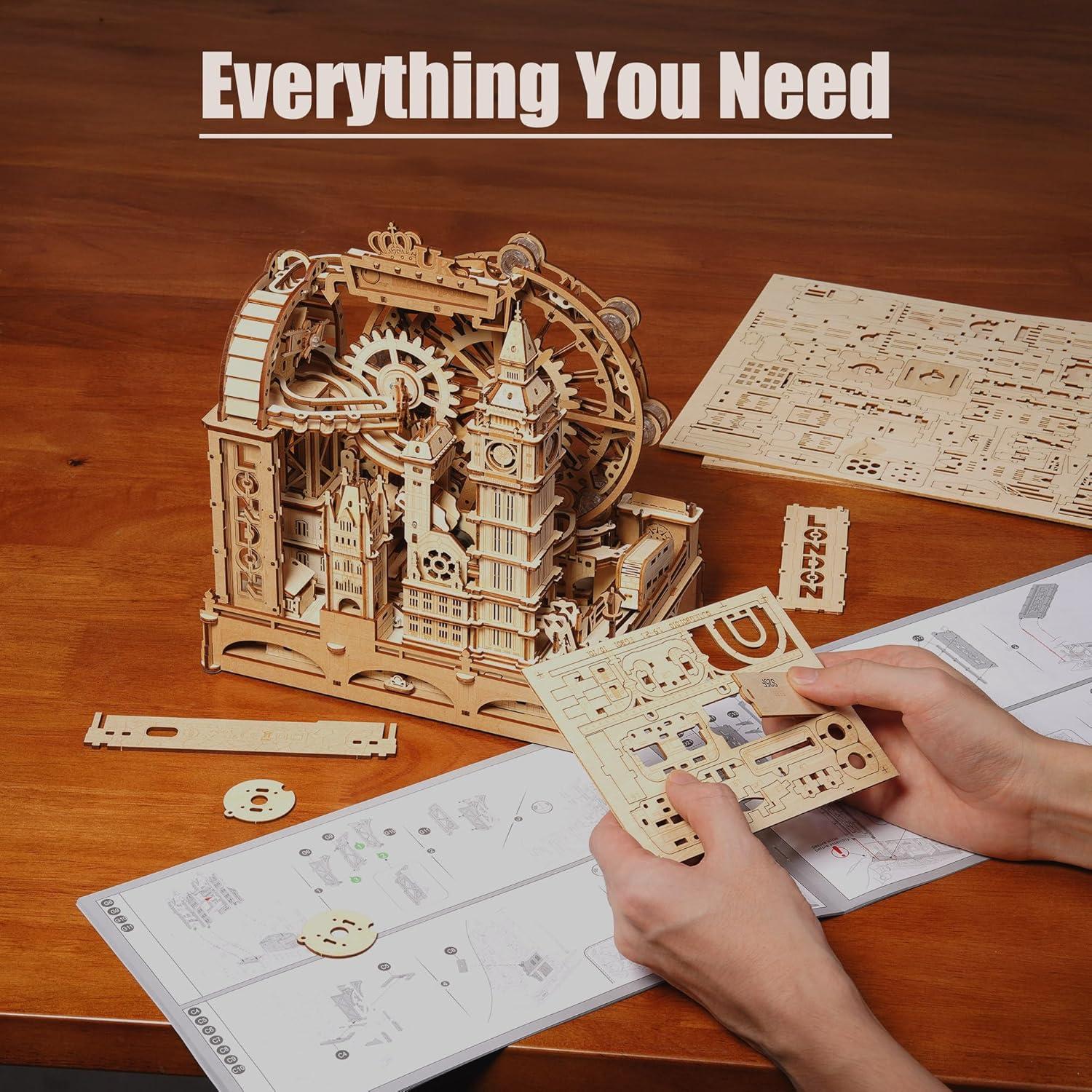 Rompecabezas 3D ROKR Marble Run Londres con LED - 431 Piezas