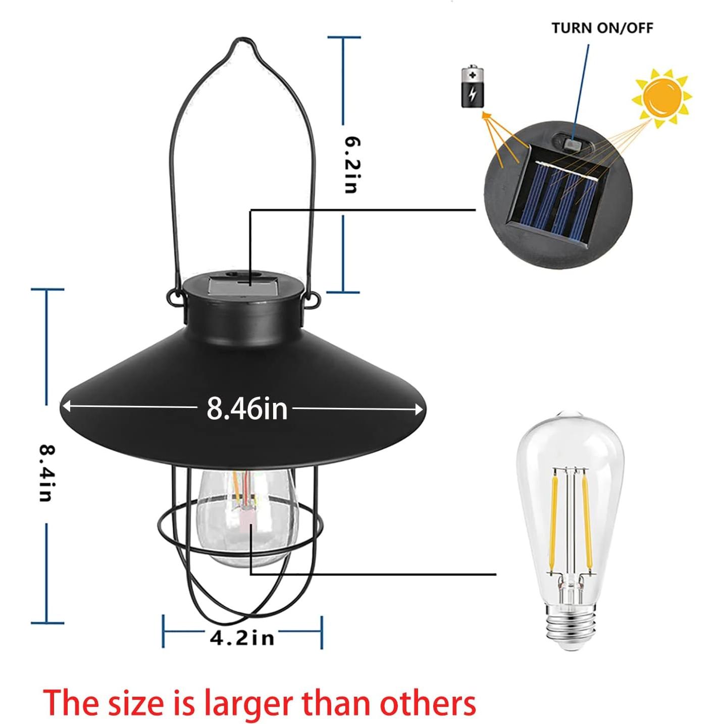 Lámpara Solar Colgante Pearlstar Negra LED Edison 21.5x21.5cm
