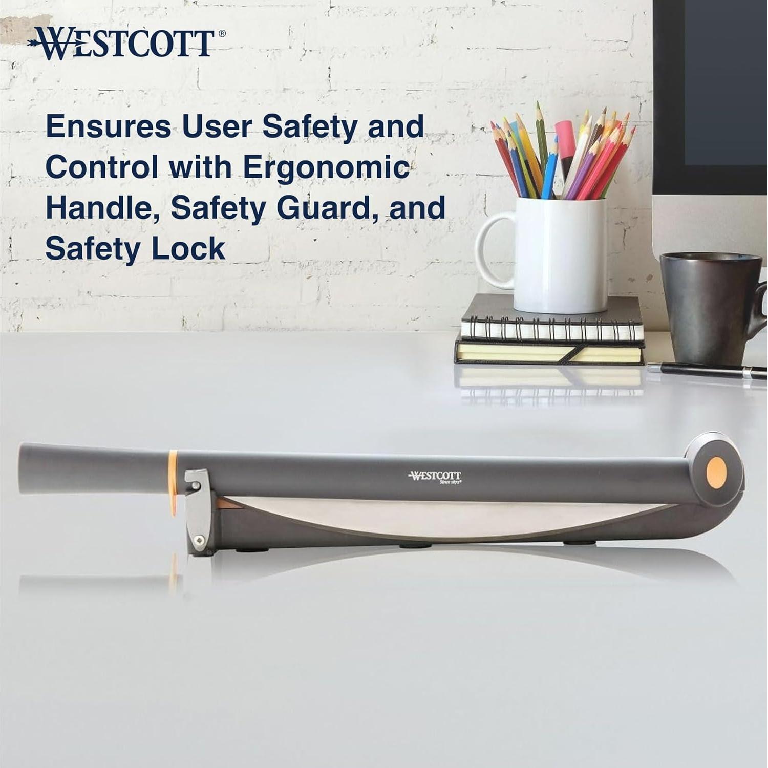 Cortadora de Papel Guillotina Westcott 45.72 cm con Cuchilla de Titanio