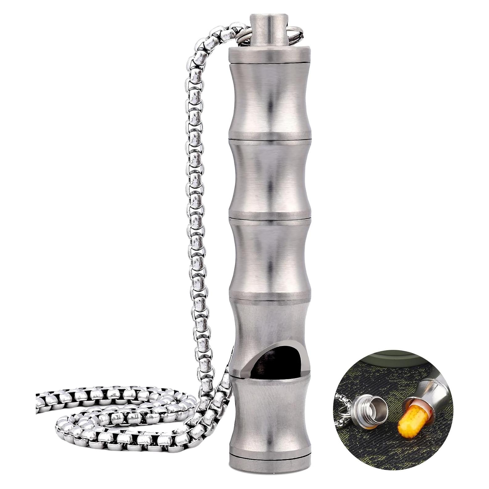 Collar Portapíldoras y Silbato de Titanio PJYTAC EDC