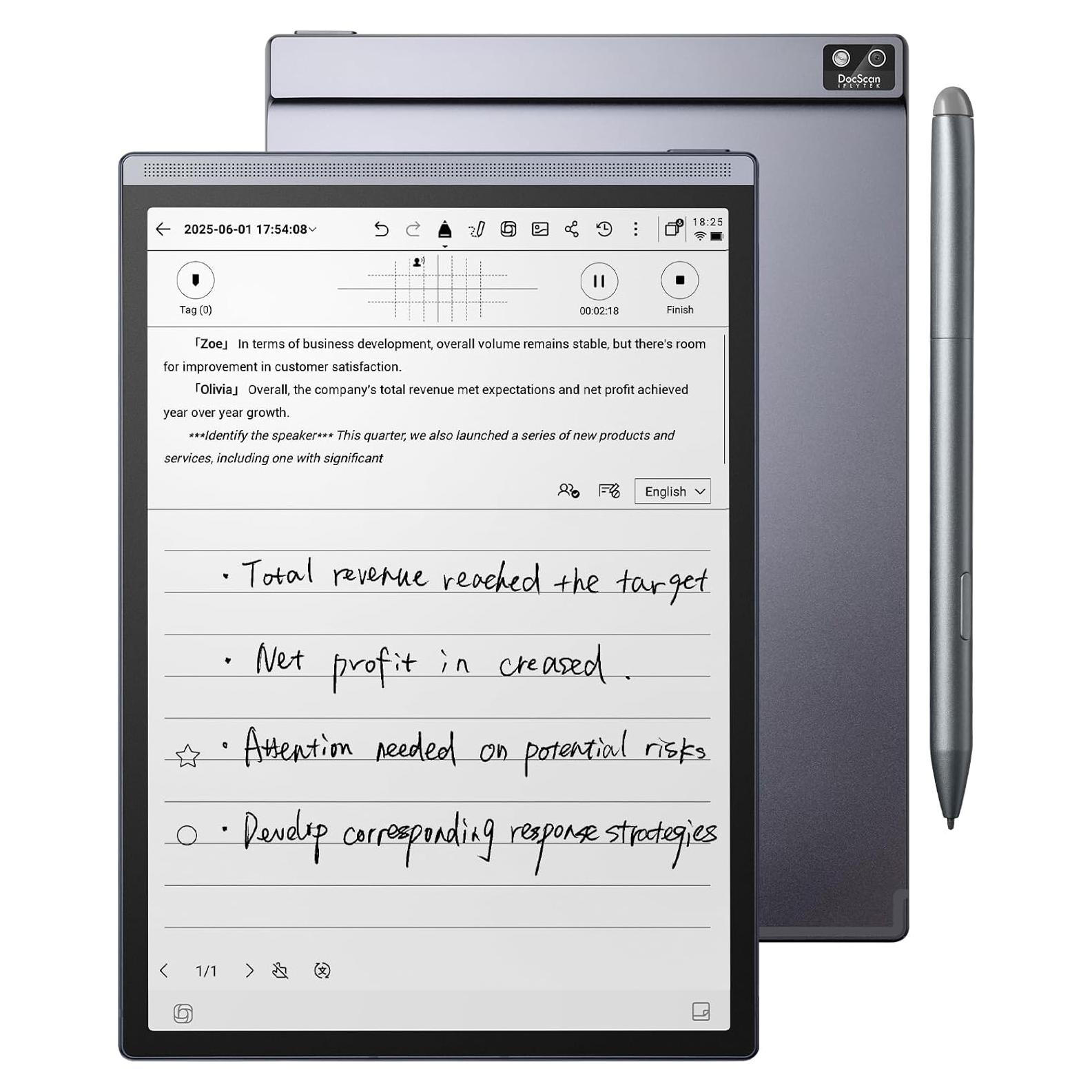 Tableta AINOTE Air 2 de 8.2" E Ink con Stylus y IA