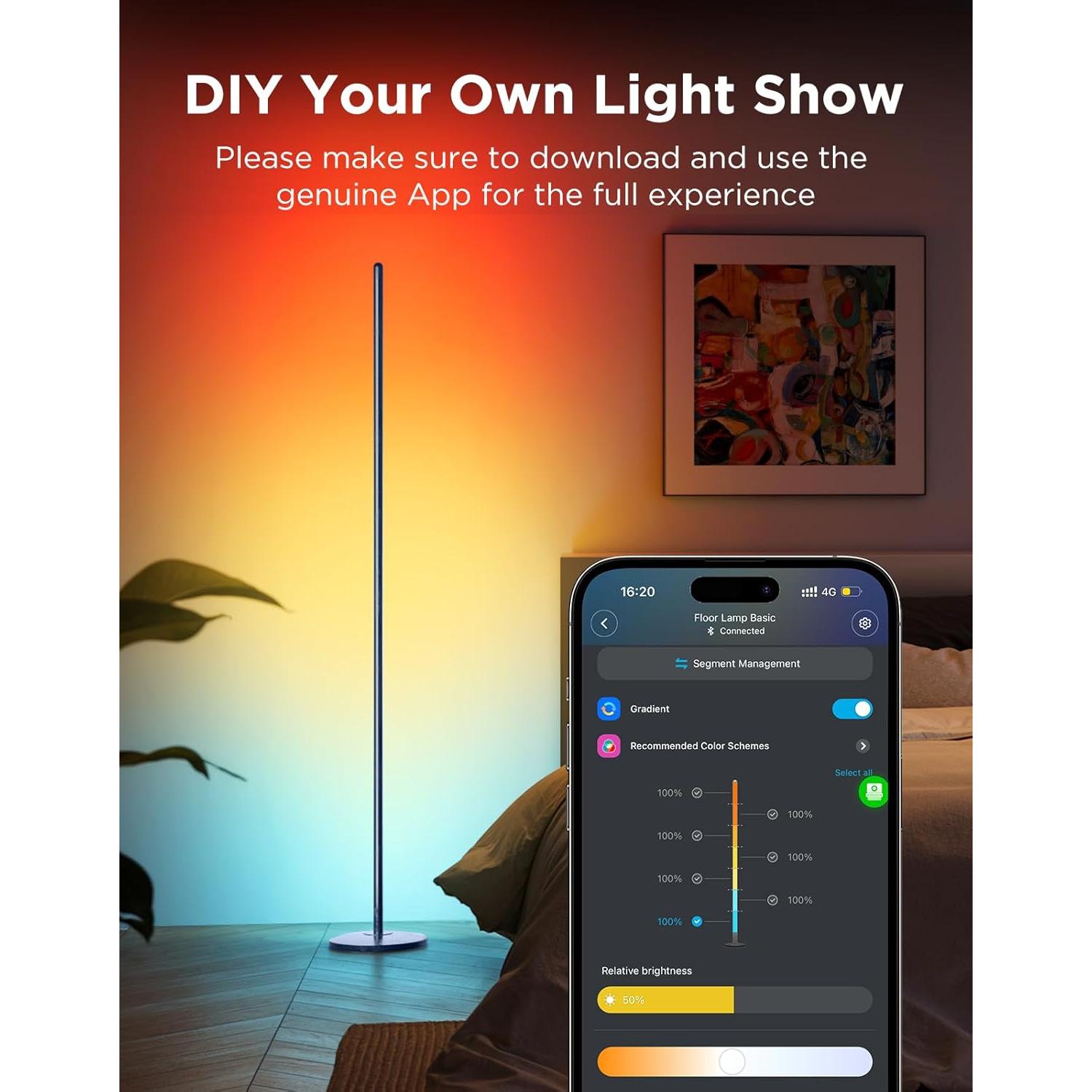 Lámpara de Pie Govee H6076 LED RGBIC Azul con Control Alexa