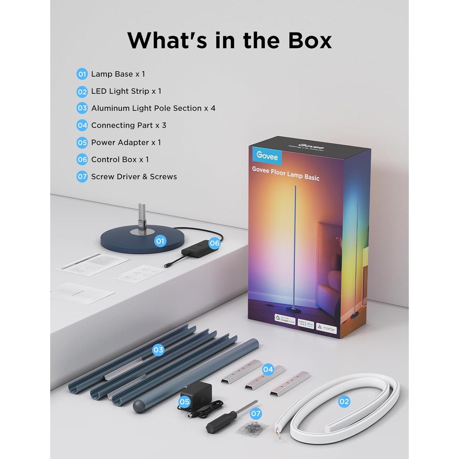 Lámpara de Pie Govee H6076 LED RGBIC Azul con Control Alexa