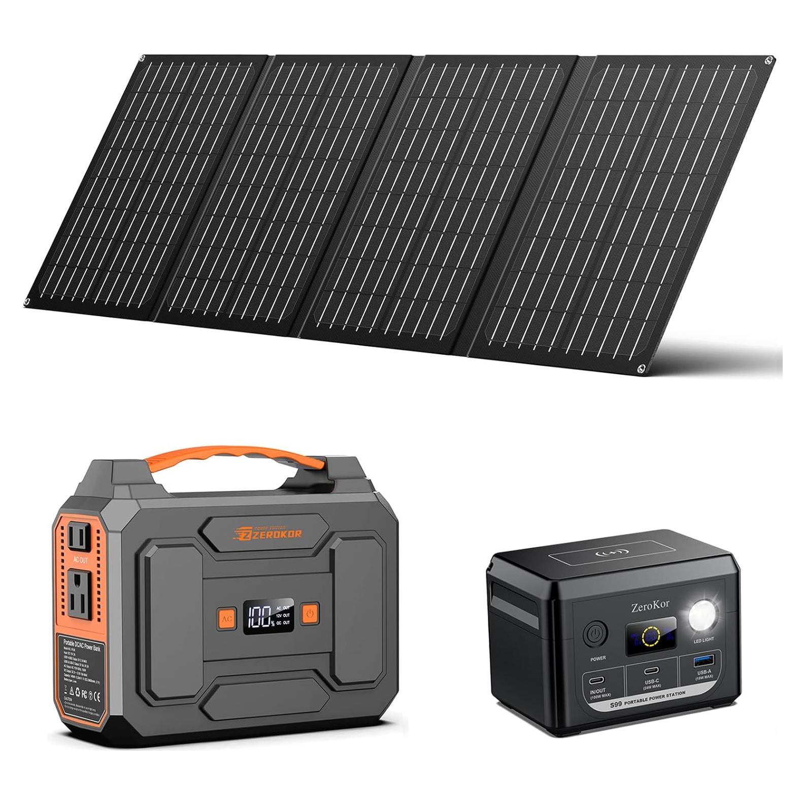 Estación de Energía Solar Portátil ZeroKor 100W con Panel 40W