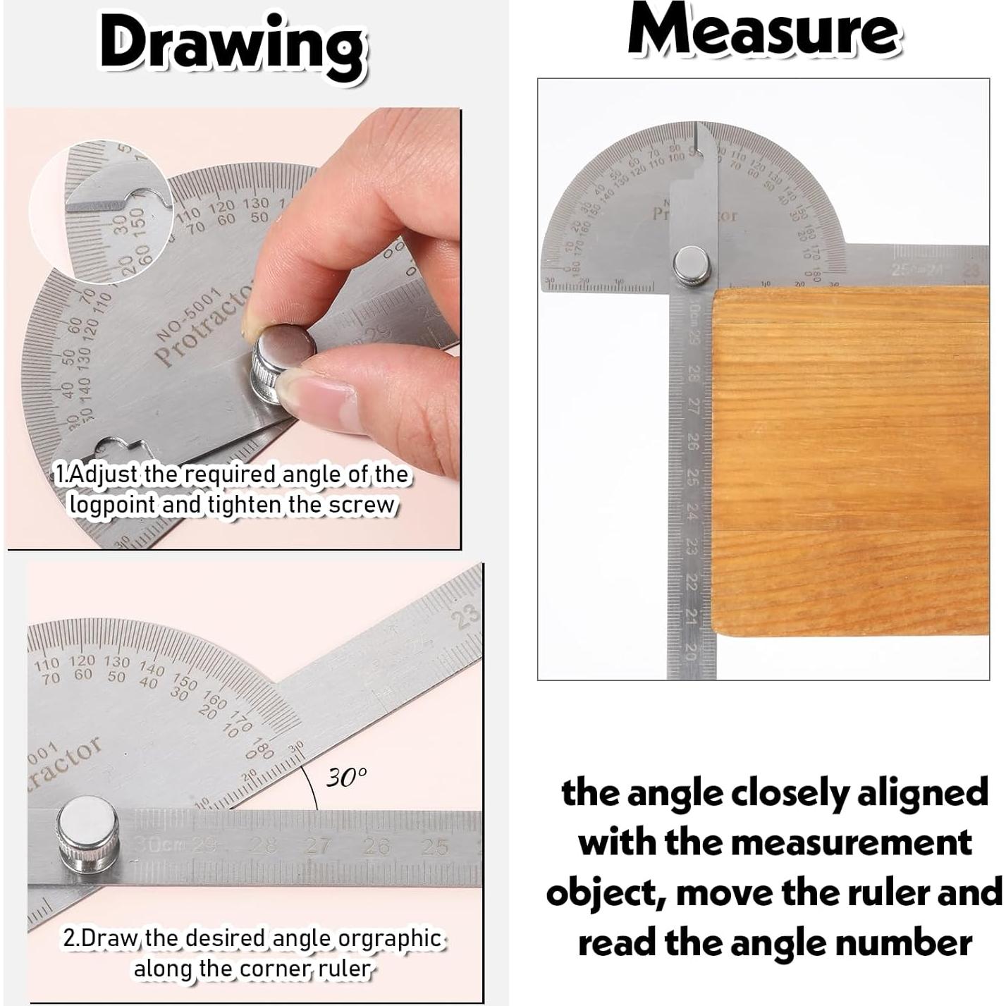 Transportador de Ángulo Ajustable 30 cm Acero Inoxidable FdcLixuvol