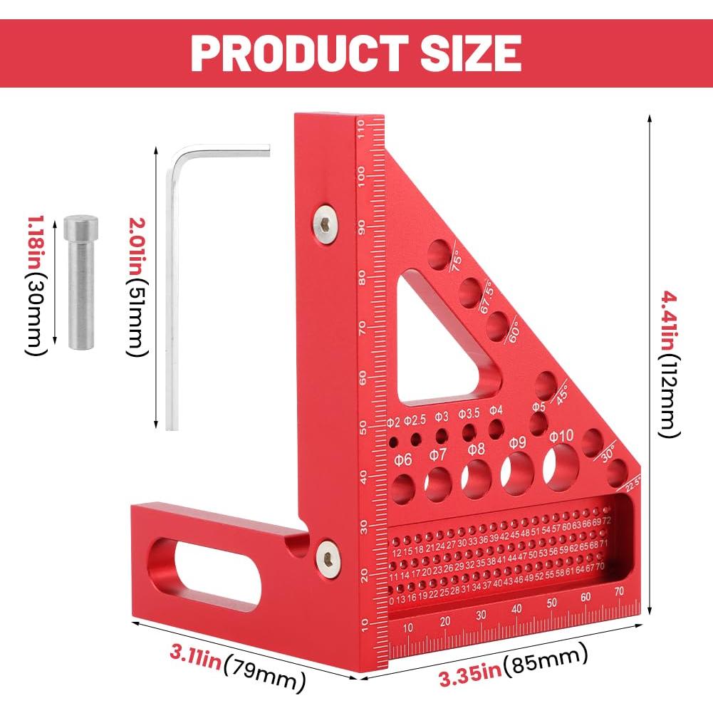 Regla de Medición Multi-Angulo Kakalote 22.5-75° Aluminio Rojo