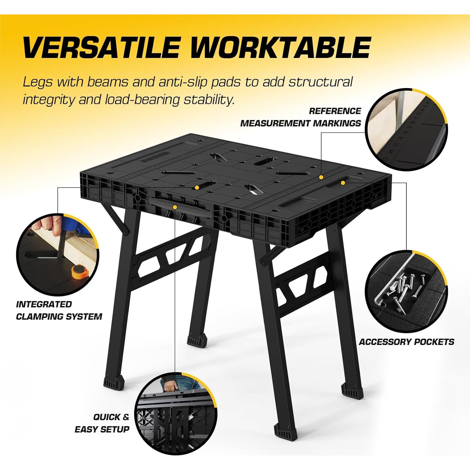 Mesa de trabajo plegable ONCUPID 86.36x63.5 cm negra