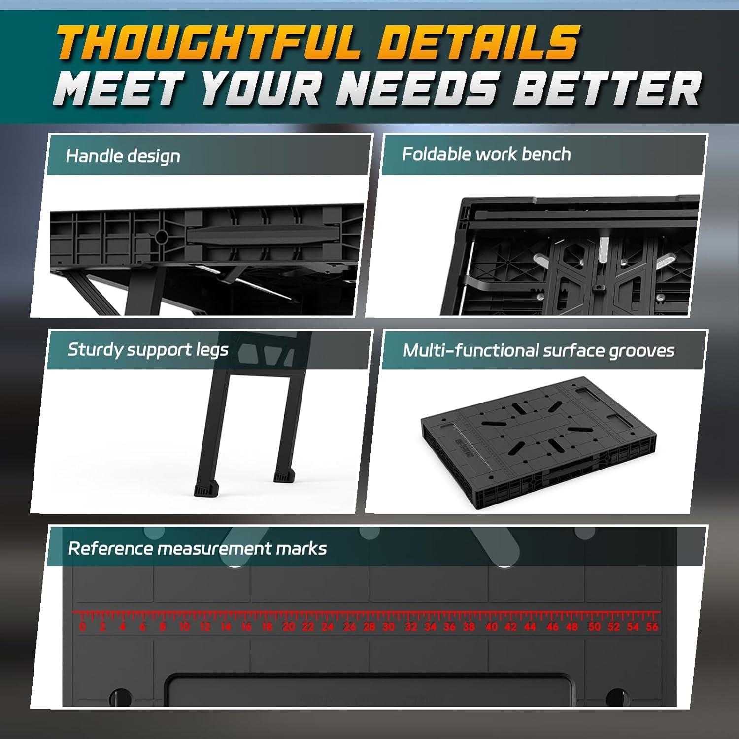 Mesa de trabajo plegable ONCUPID 86.36x63.5 cm negra