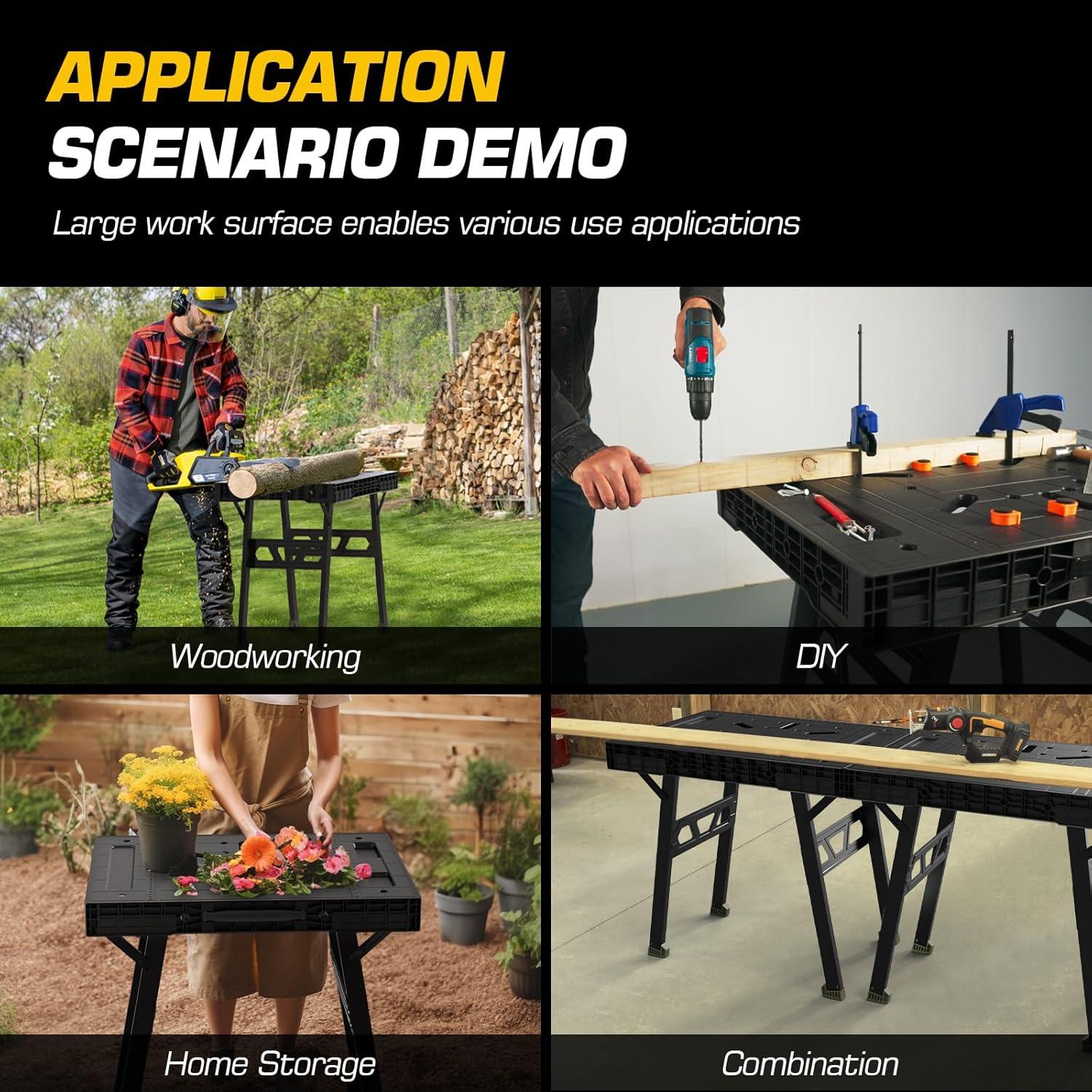 Mesa de trabajo plegable ONCUPID 86.36x63.5 cm negra