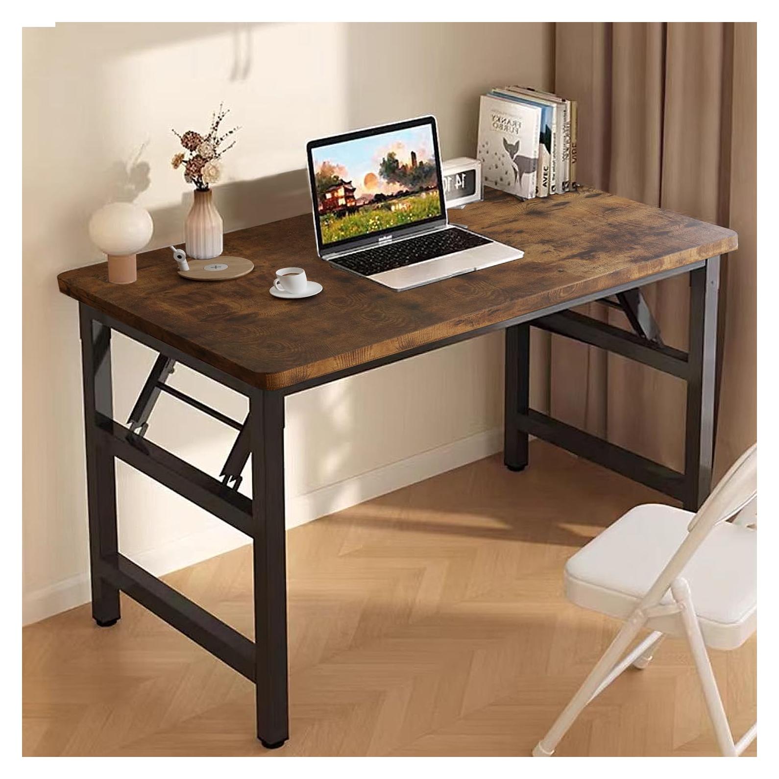 Escritorio Plegable 80x50 cm Mrsanmu Marrón Rústico