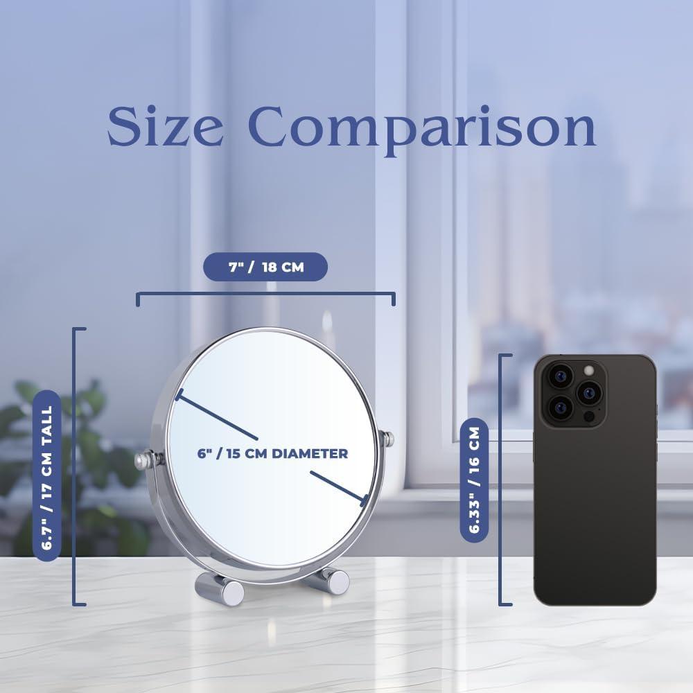 Espejo de Maquillaje Doble Cara 15X/1X Mirrorvana 17cm Cromo