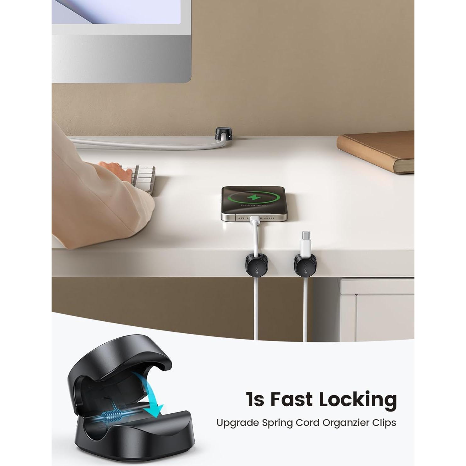 Soporte para Tableta Lamicall Negro + Organizador de Clips de Cable