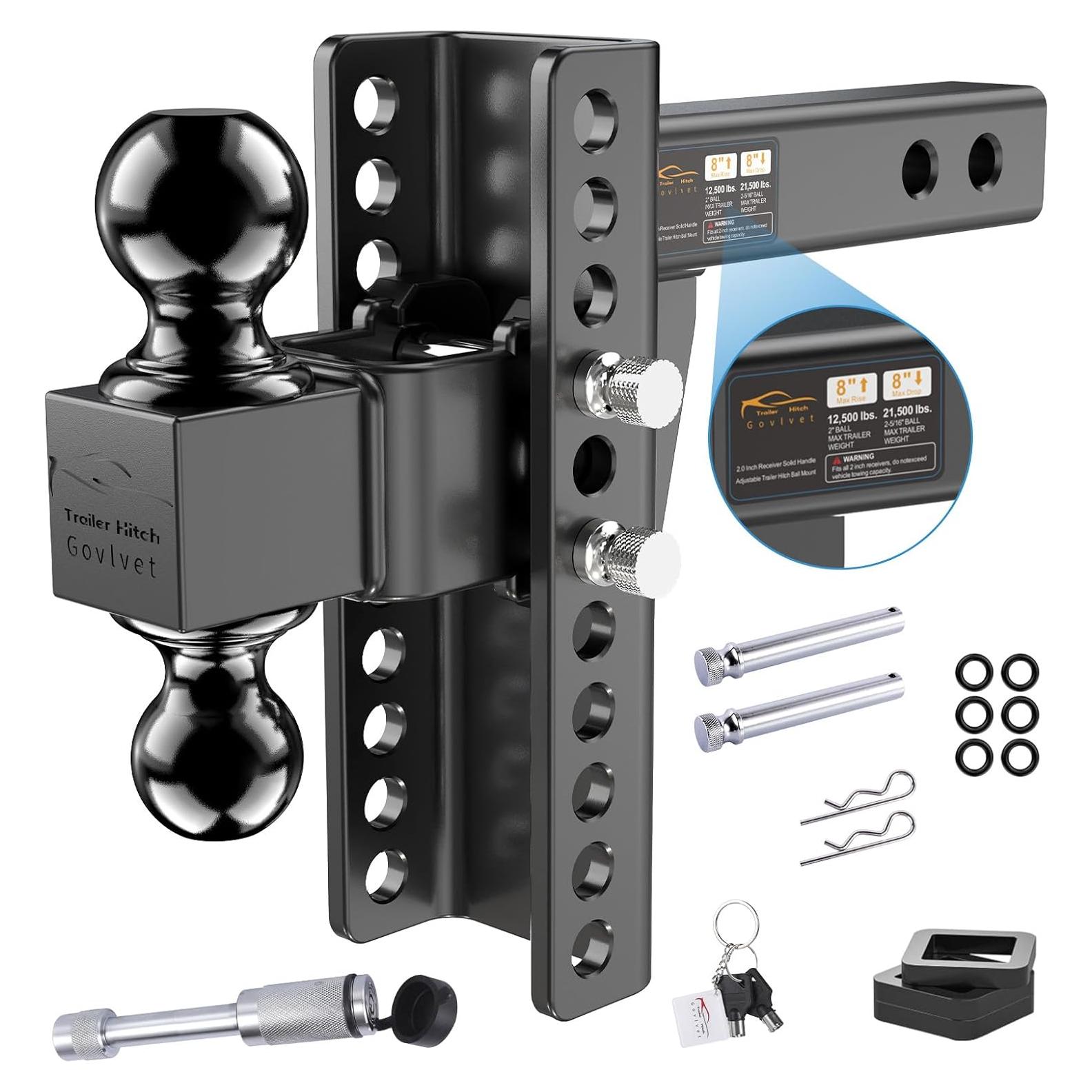 Enganche de Remolque Ajustable Govlvet 9,752 kg - Doble Bola 2" y 2-5/16"