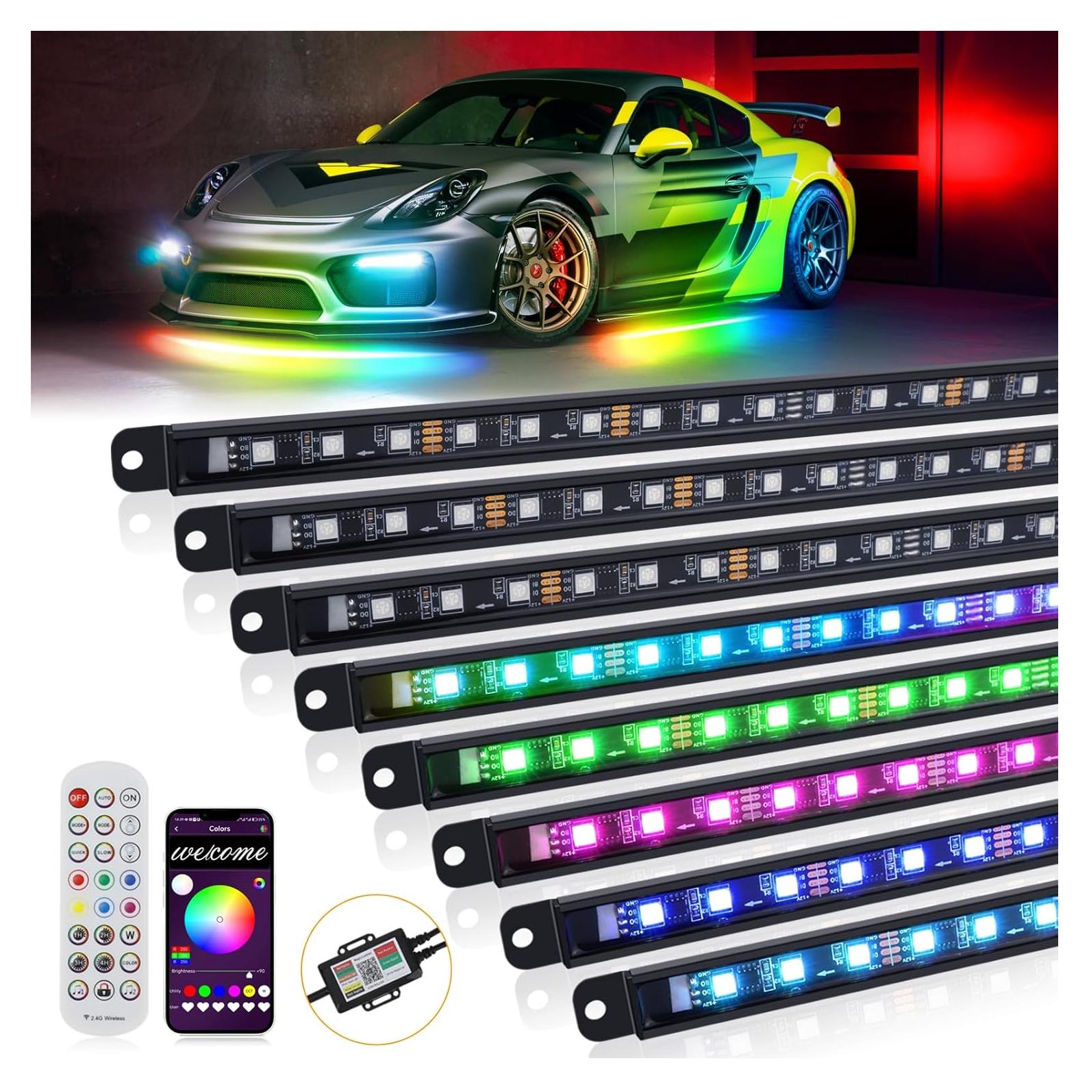 Kit de Luces LED Inferiores OPPBUY 8PCS Multicolor Impermeable