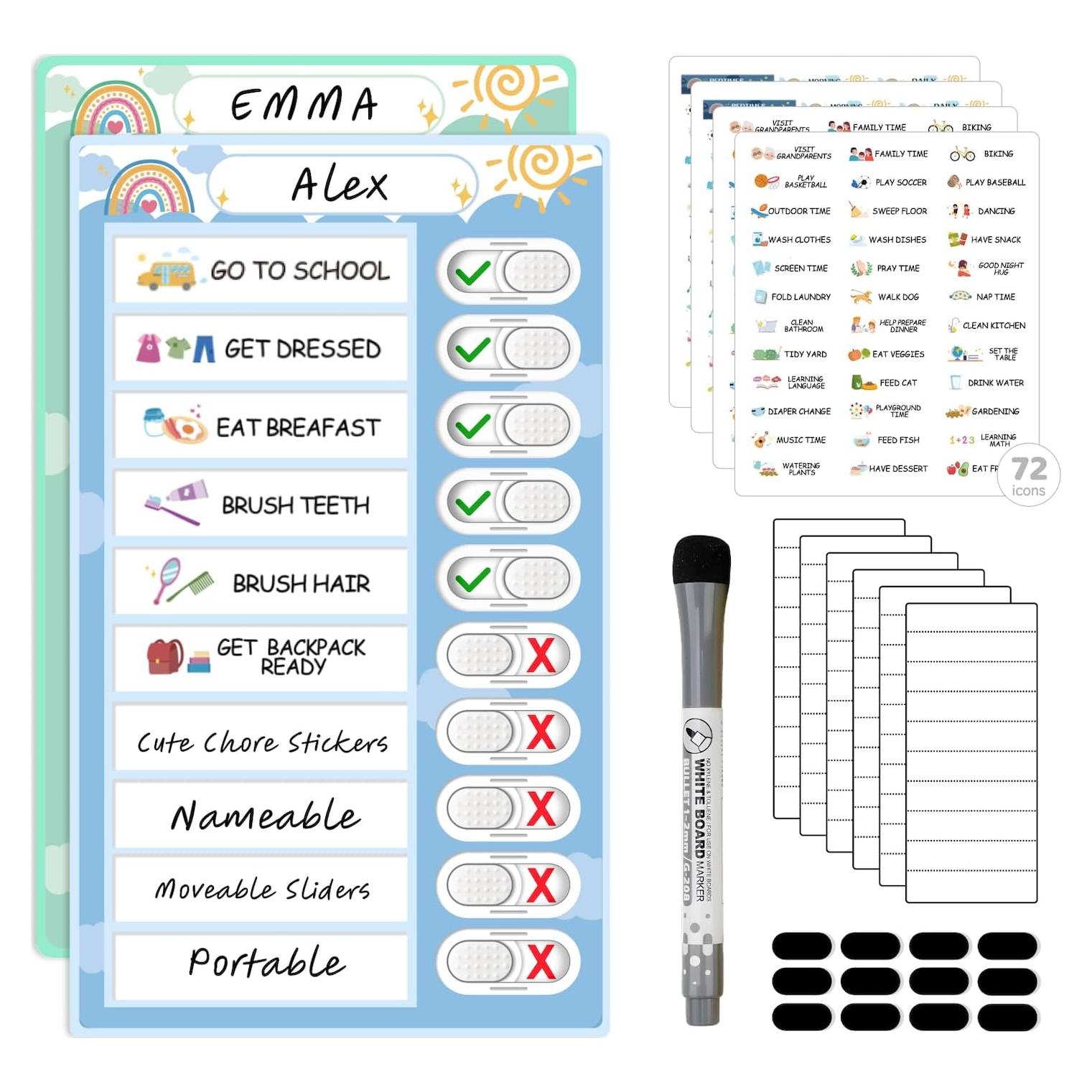 Tabla de Tareas 2 en 1 CustomMaster para Niños - Magnética