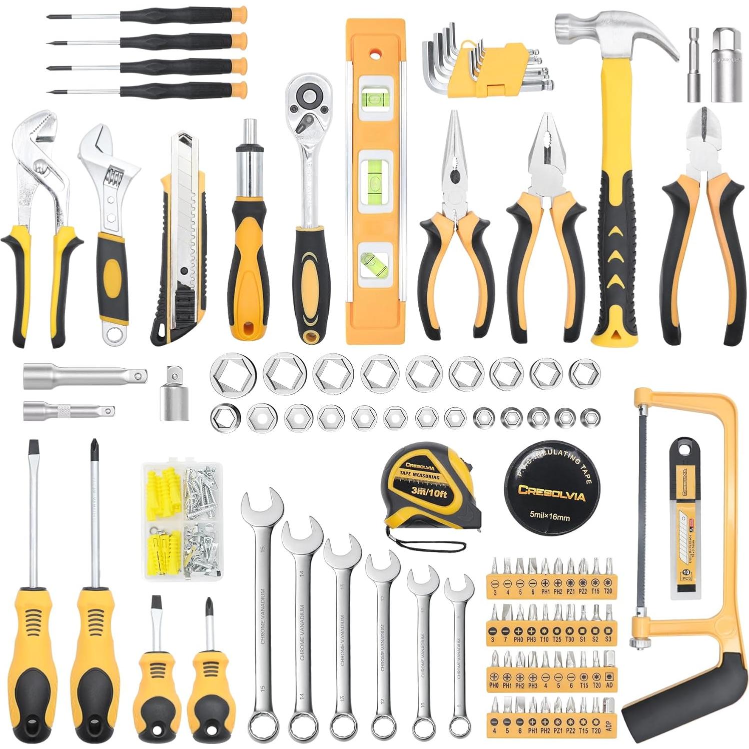 Kit de Herramientas CRESOLVIA 199 Piezas para Hogar y Auto