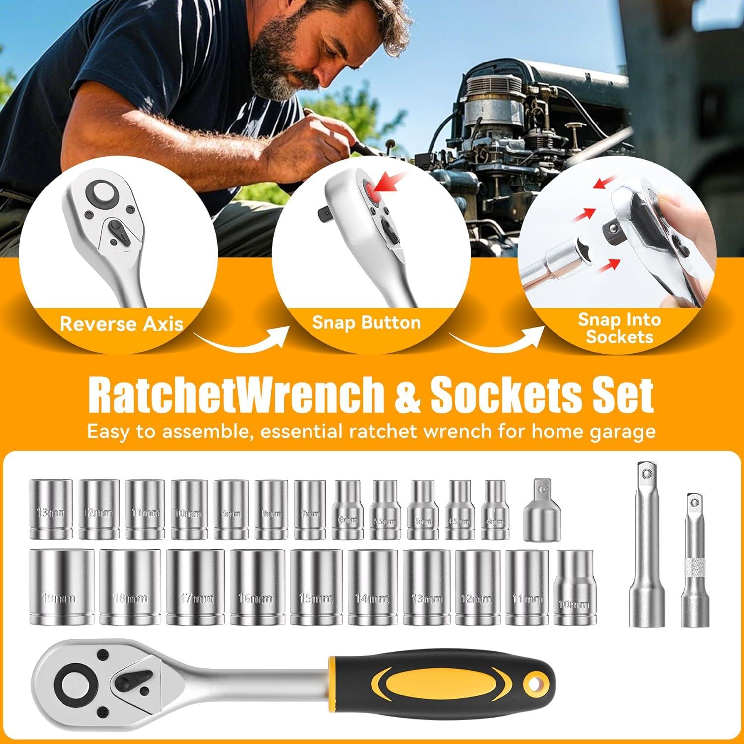 Kit de Herramientas CRESOLVIA 199 Piezas para Hogar y Auto