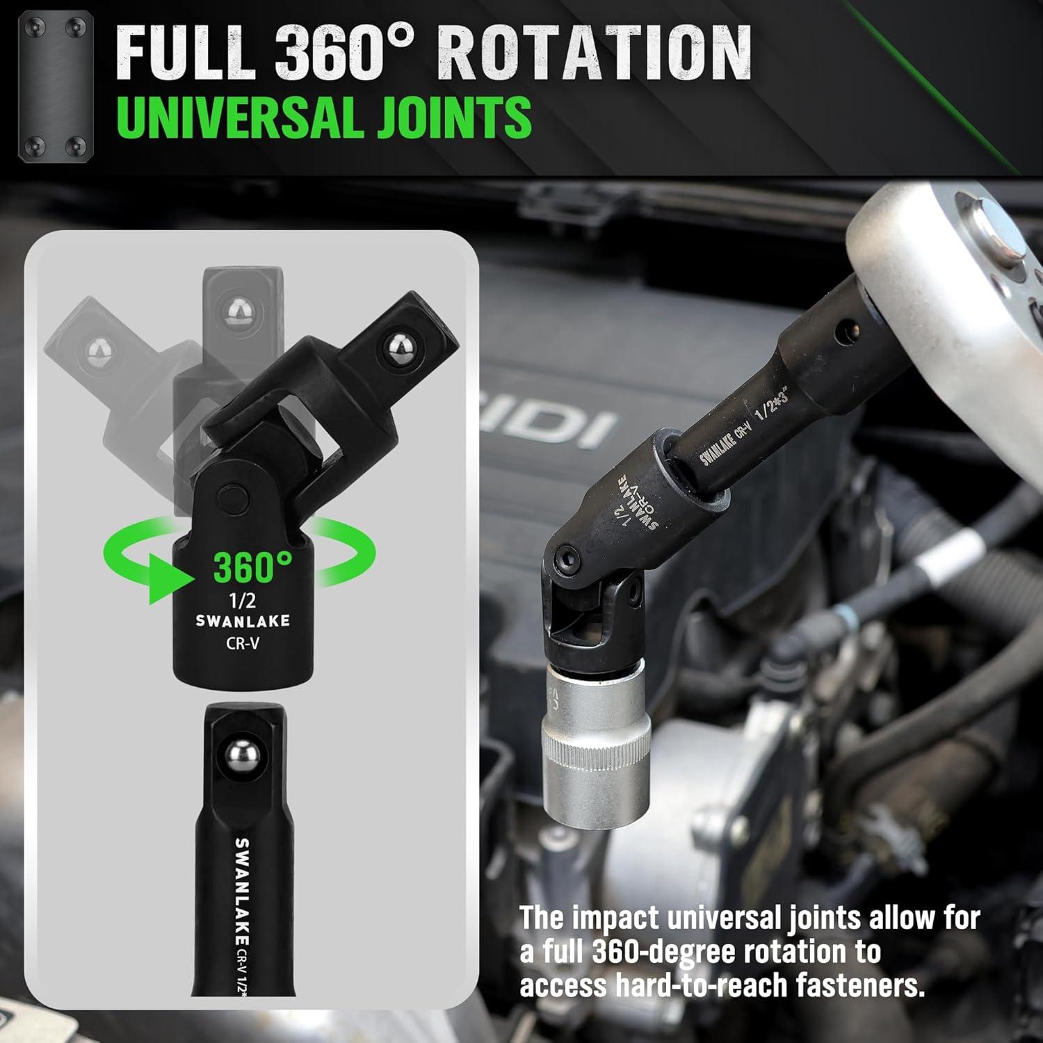 Juego de herramientas de 18 piezas SWANLAKE - Socket de impacto