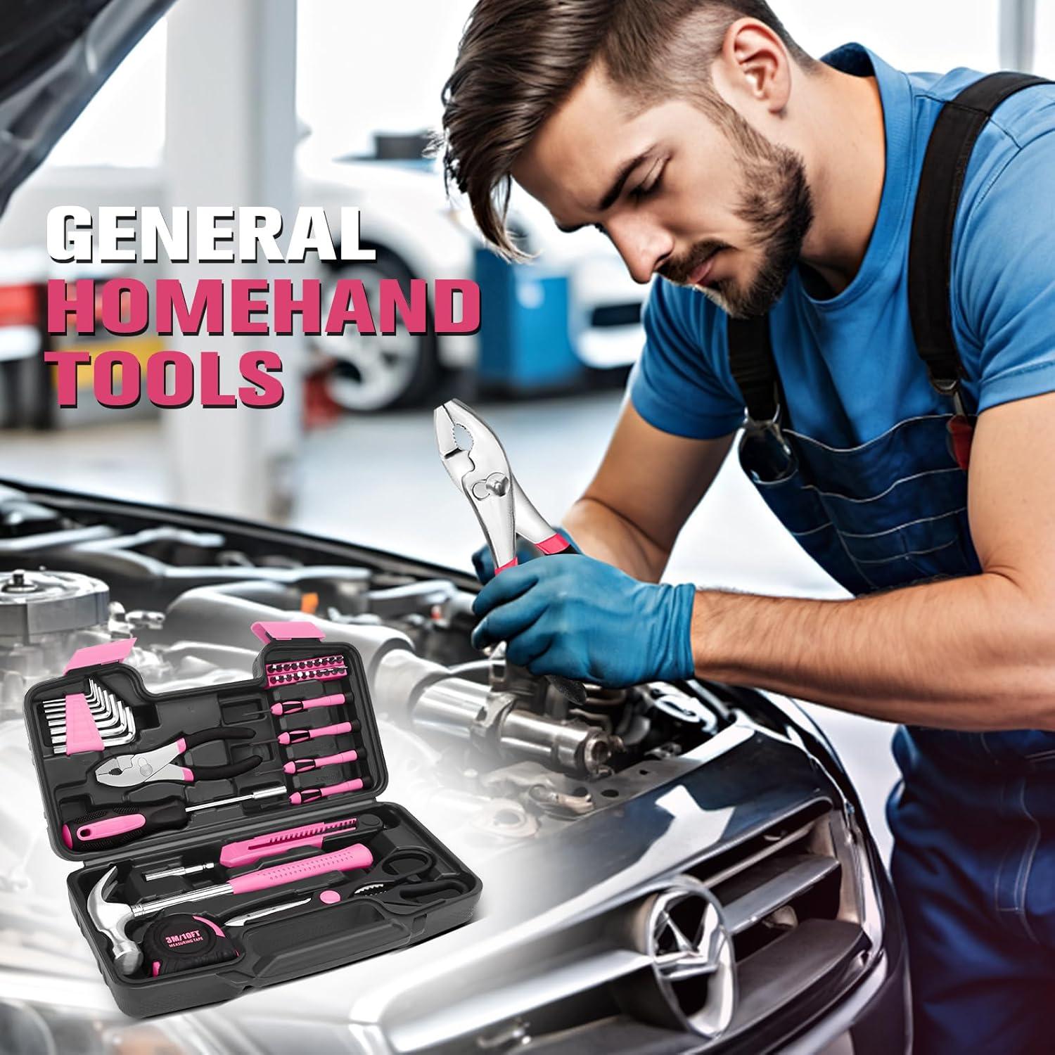 Juego de Herramientas 39 Piezas TesQita Rosa para Hogar