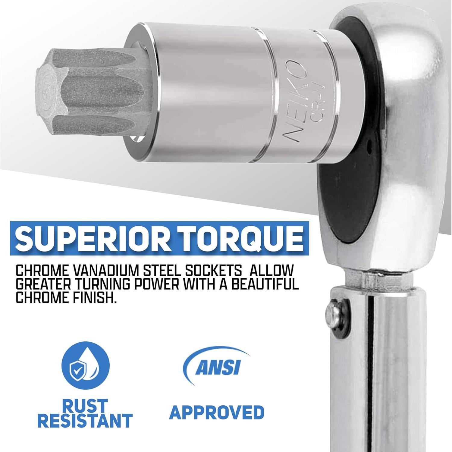 Juego de Enchufes de Puntas Torx NEIKO 10083A 60 Piezas