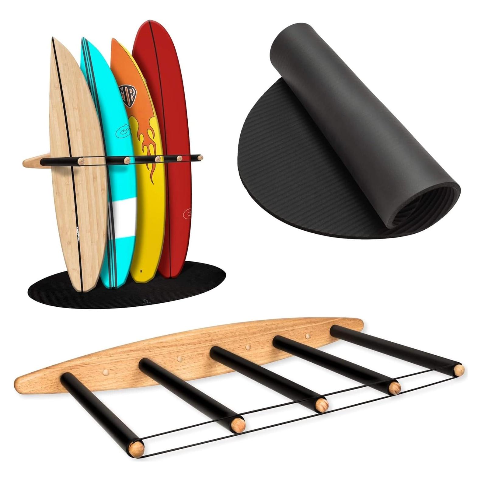 Soporte Vertical para Tablas de Surf Hang 11 - 5 Brazos, Madera Dura