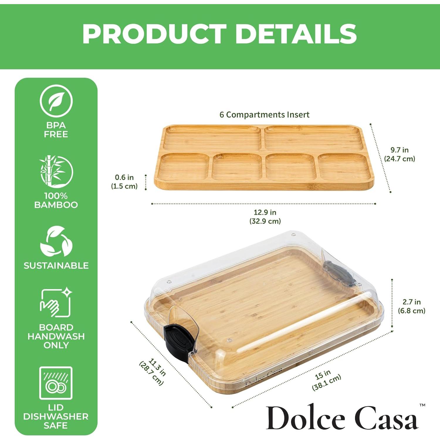 Tabla de Charcutería 3-en-1 Dolce Casa de Bambú Natural