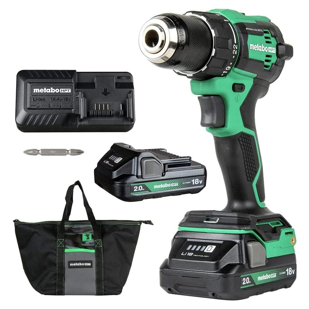 Taladro de Percusión Inalámbrico Metabo HPT 18V DV18DEX Kit