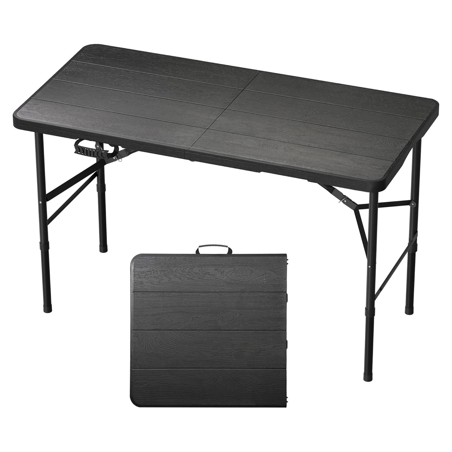 Mesa Plegable RootRise 1.22m Ajustable Negra para Camping