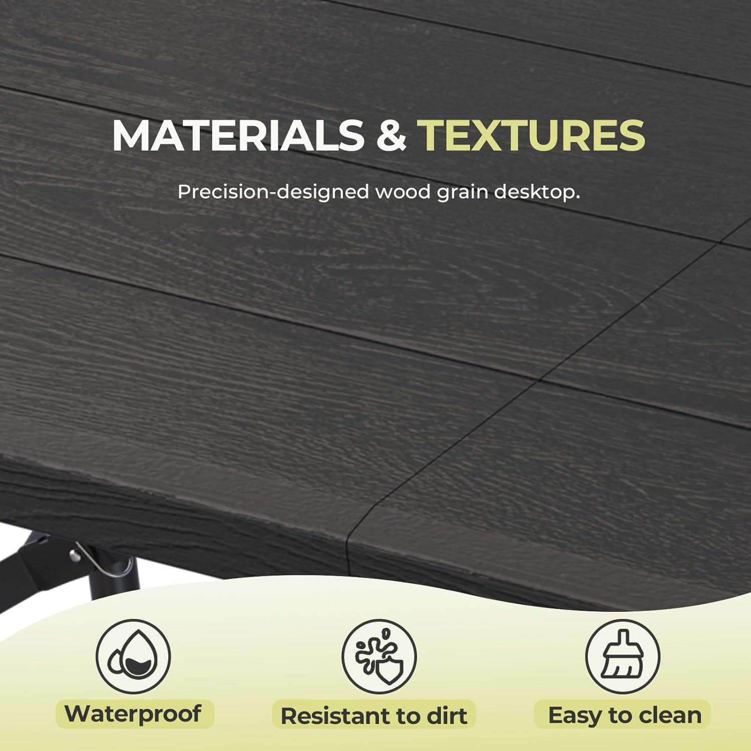 Mesa Plegable RootRise 1.22m Ajustable Negra para Camping