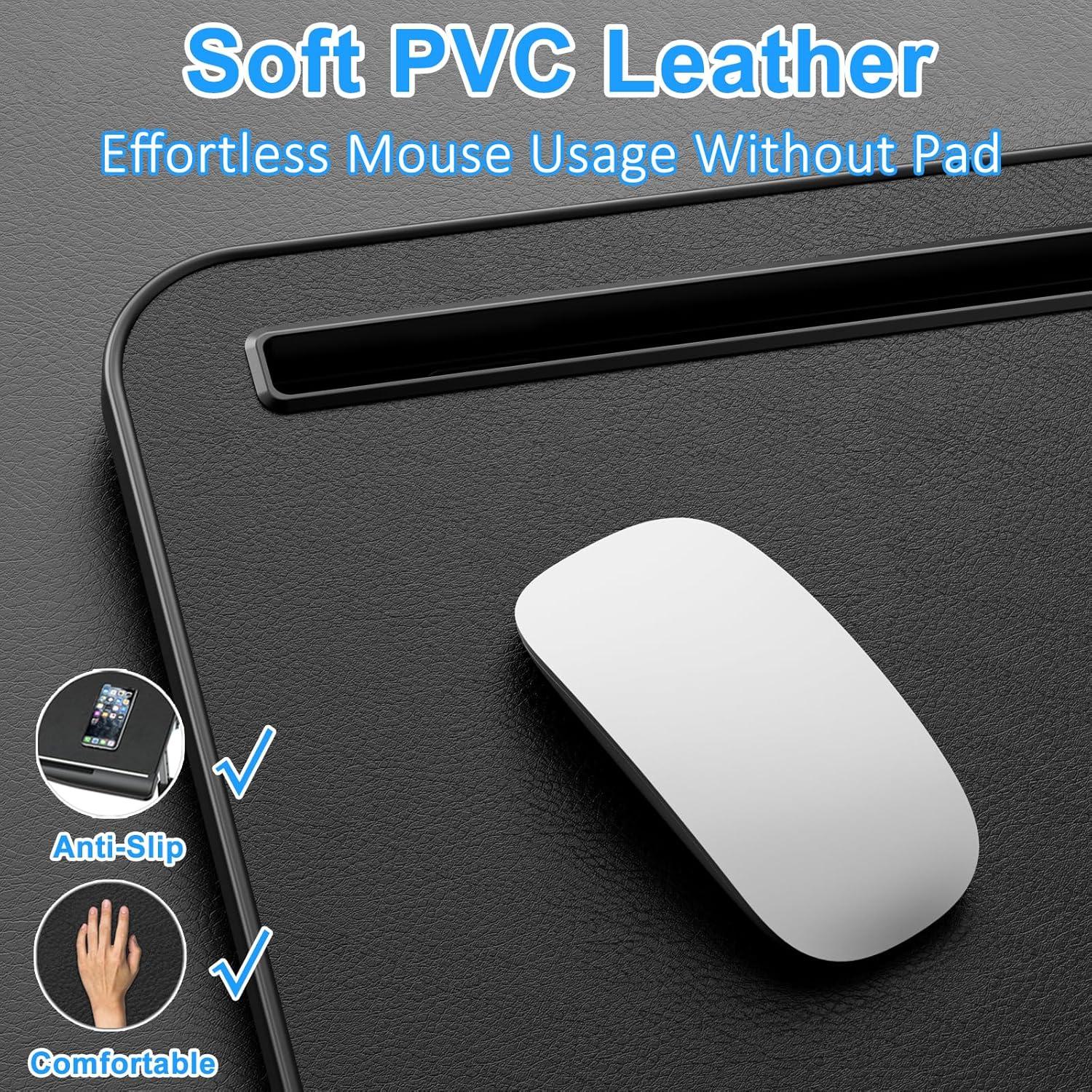 Escritorio de Cama Ajustable EVETTO 60x40 cm Negro Cuero PVC