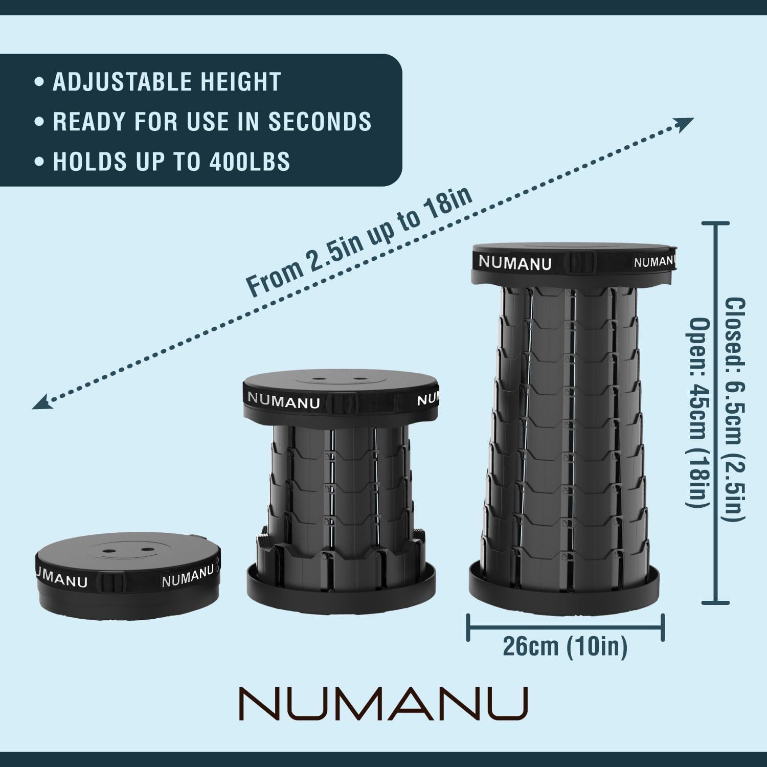 Taburete Plegable Portátil NUMANU 46cm Ajustable 181kg