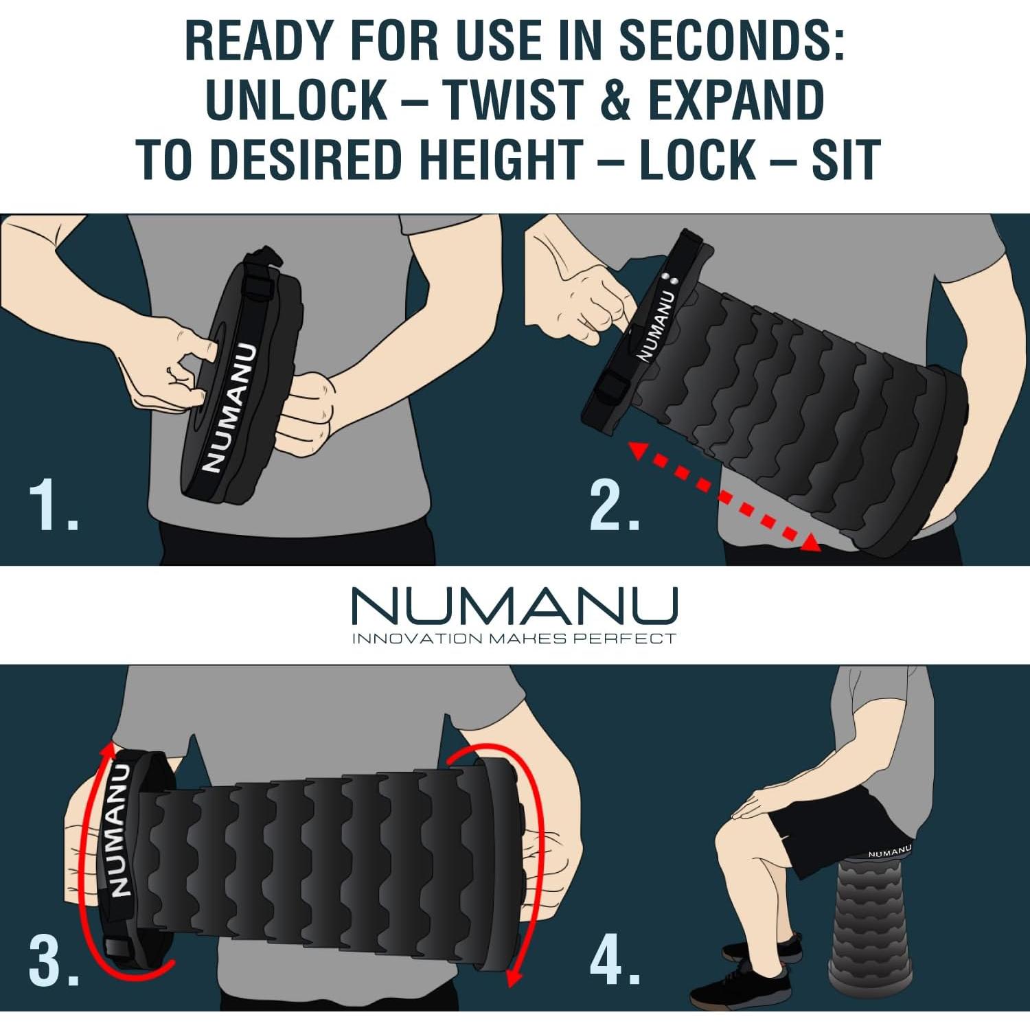 Taburete Plegable Portátil NUMANU 46cm Ajustable 181kg