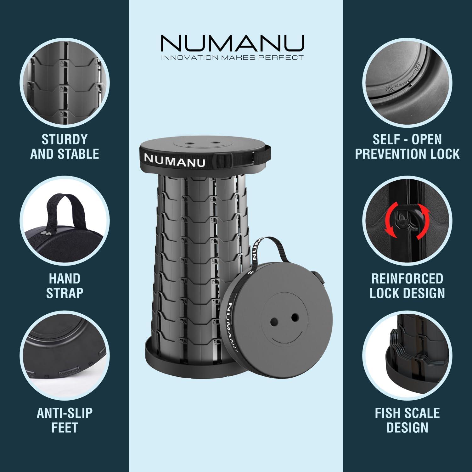 Taburete Plegable Portátil NUMANU 46cm Ajustable 181kg