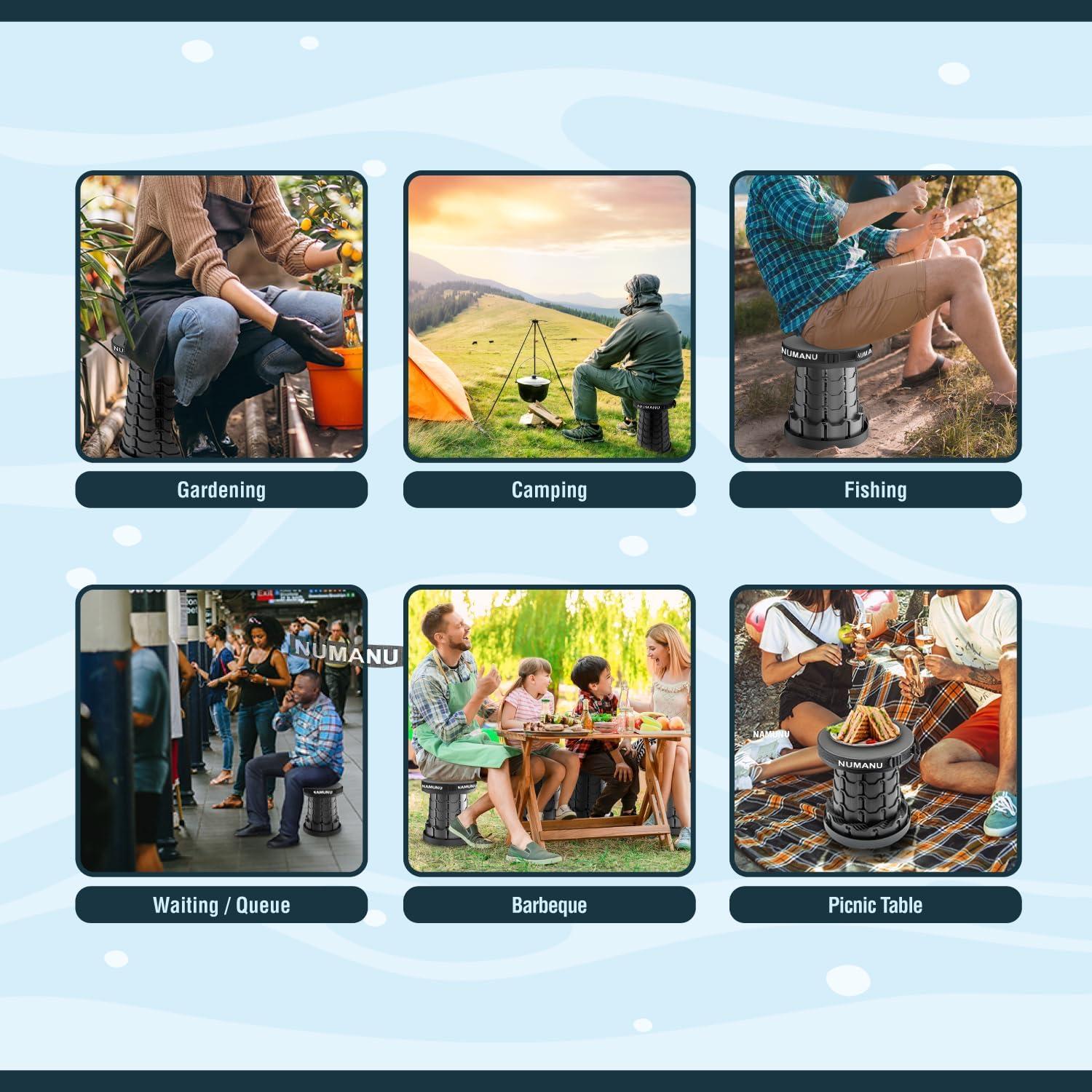 Taburete Plegable Portátil NUMANU 46cm Ajustable 181kg