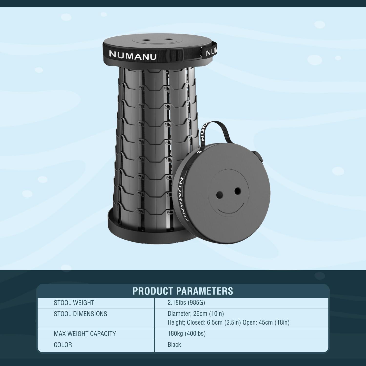 Taburete Plegable Portátil NUMANU 46cm Ajustable 181kg