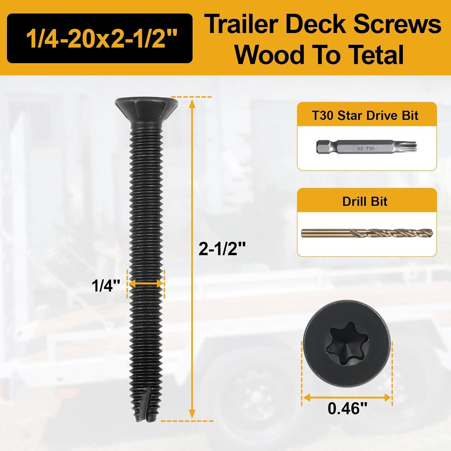 Tornillos para Deck FMhotu 1/4-20 x 6.35 cm Cabeza Plana - 100 Pzas