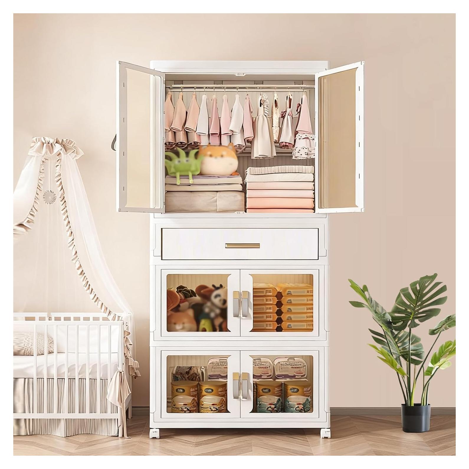 Armario Infantil Plegable XIMSPHY Blanco 54x34x140 cm