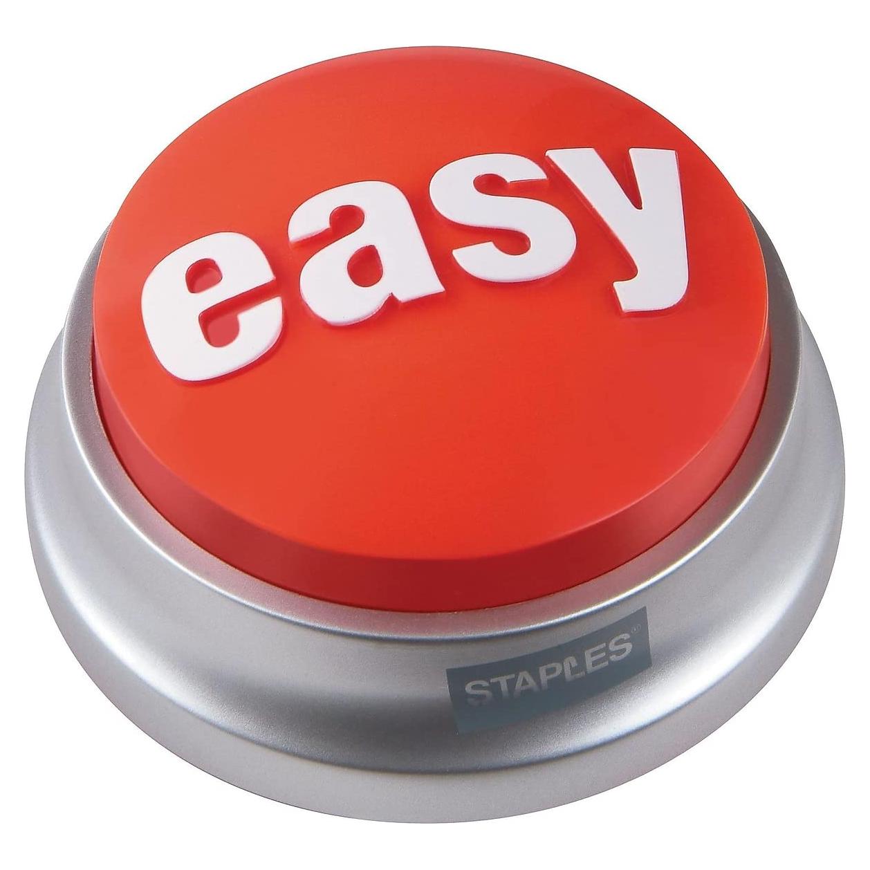Botón Fácil Staples 606396 - Regalo de Oficina Rojo/Plata