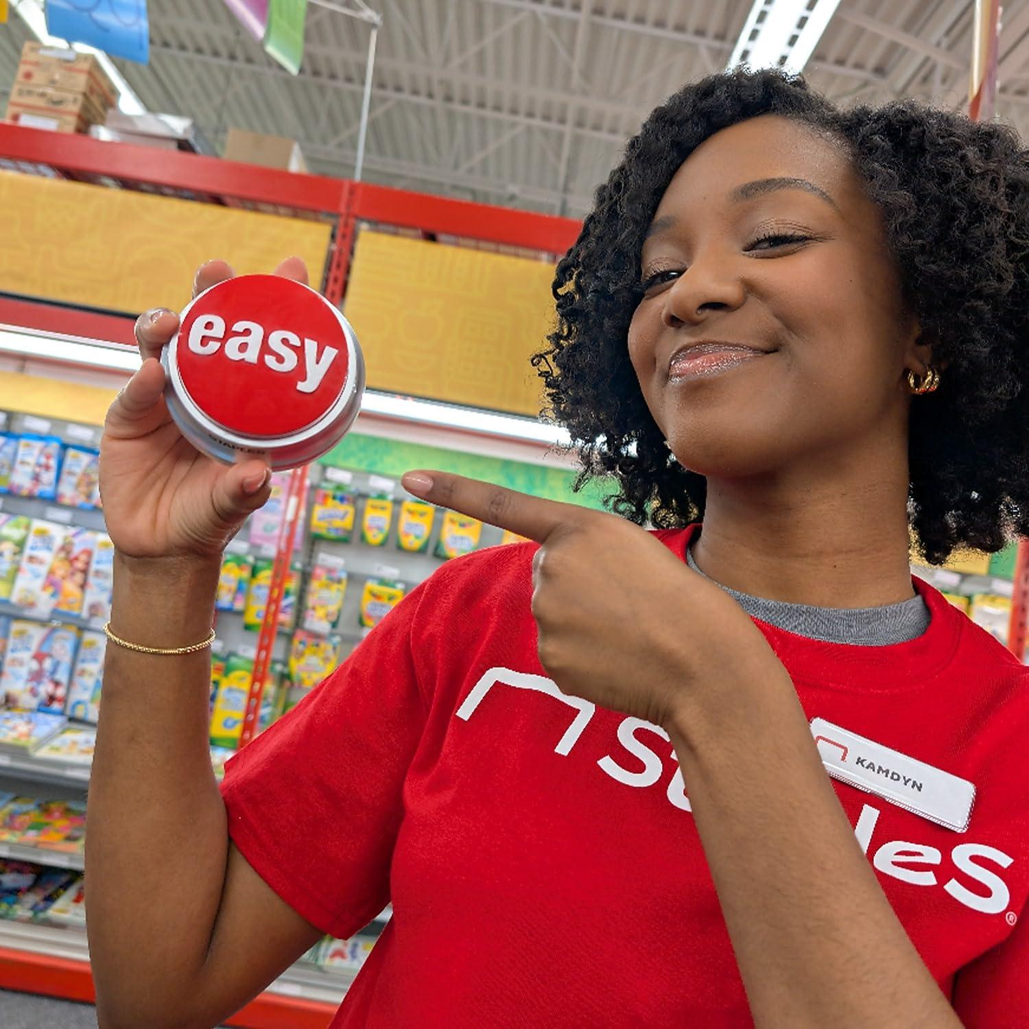 Botón Fácil Staples 606396 - Regalo de Oficina Rojo/Plata