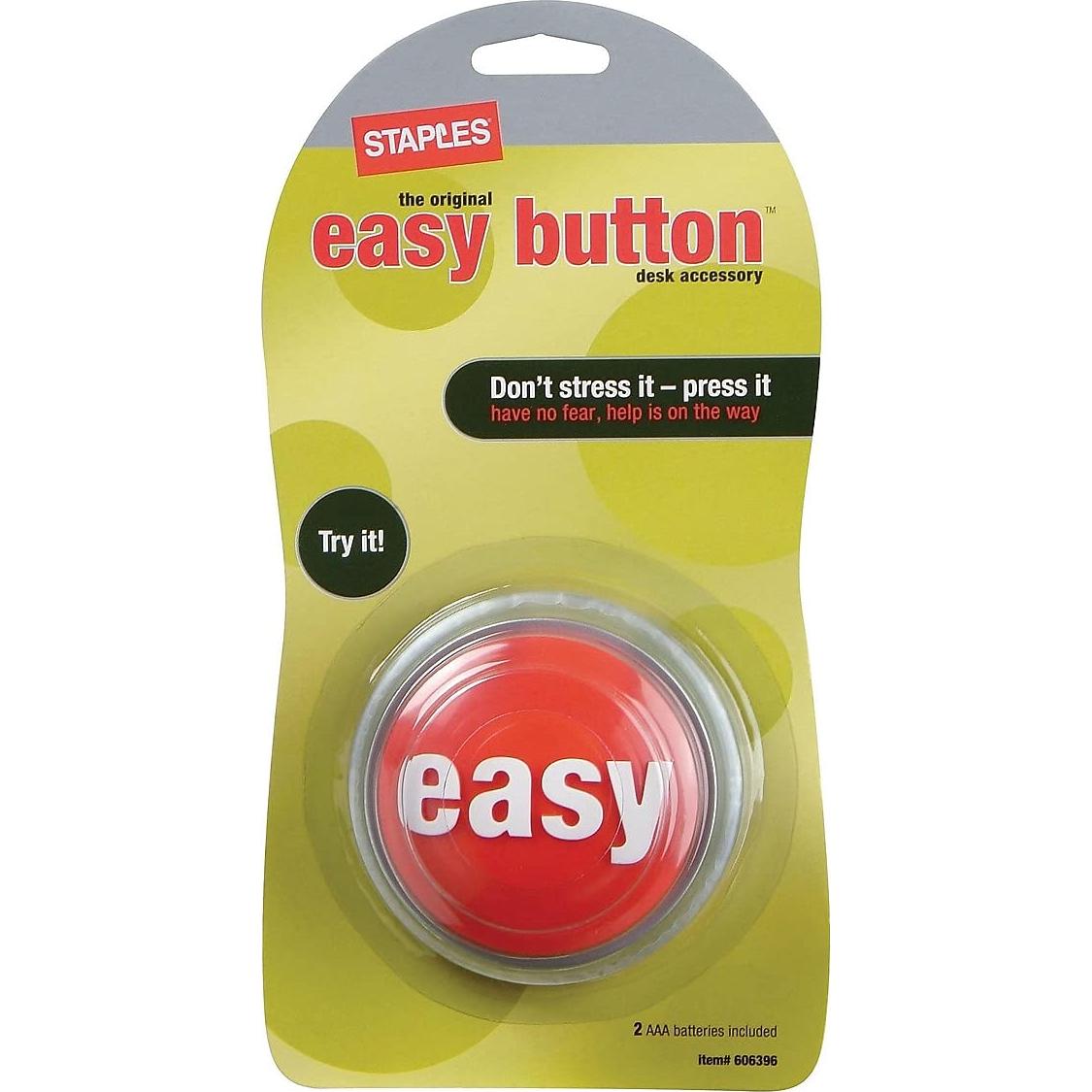 Botón Fácil Staples 606396 - Regalo de Oficina Rojo/Plata