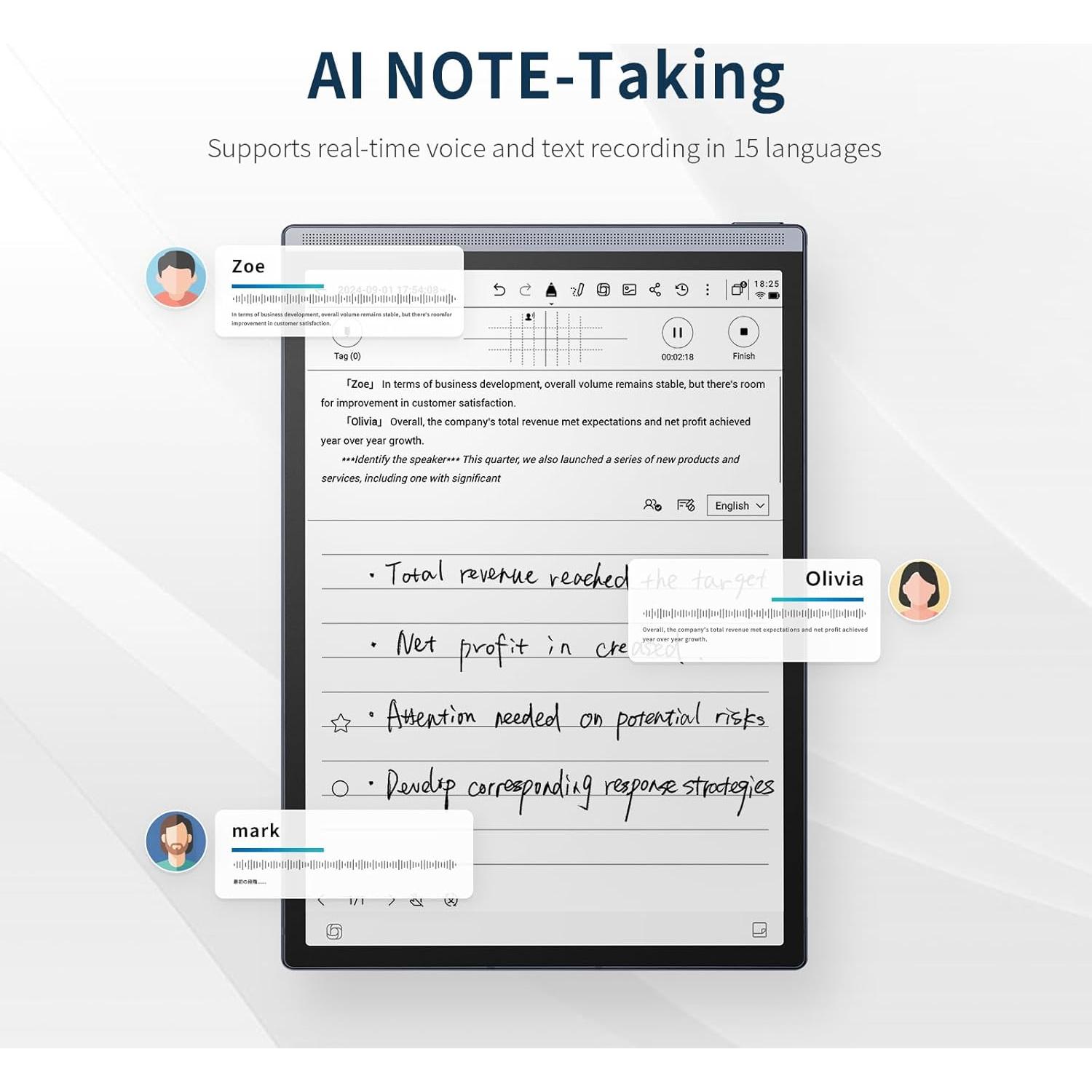 Tableta de Toma de Notas AI iFLYTEK AINOTE Air 2 8.2" E Ink