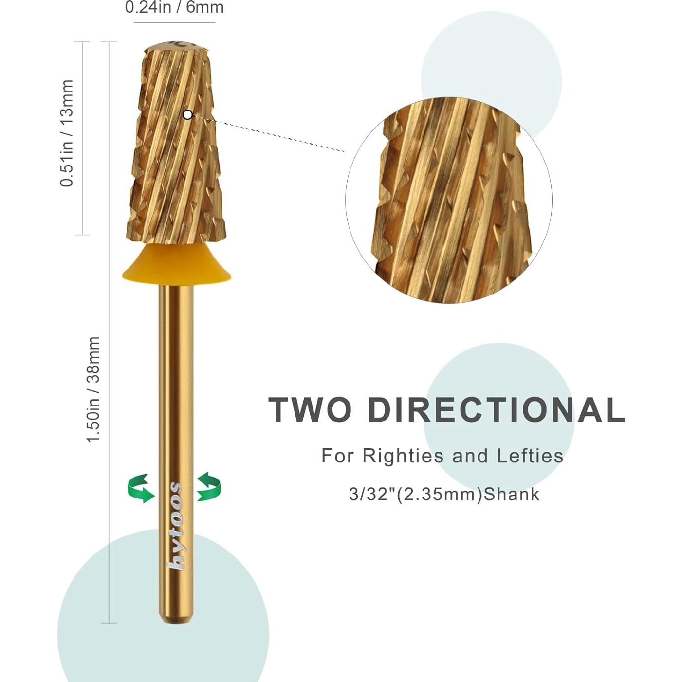 Brocas de Uñas Tapered de Seguridad Hytoos, 2 Piezas, Carburo