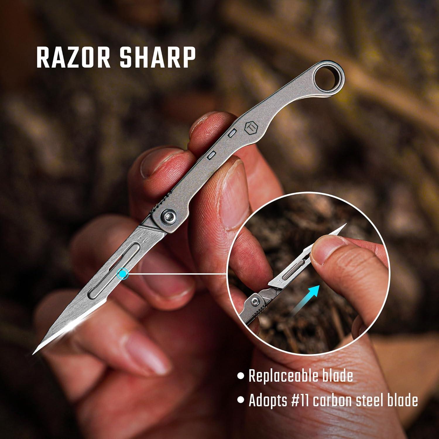 Cuchilla de Utilidad KeyUnity KK13 con Mango de Titanio 11.14 cm