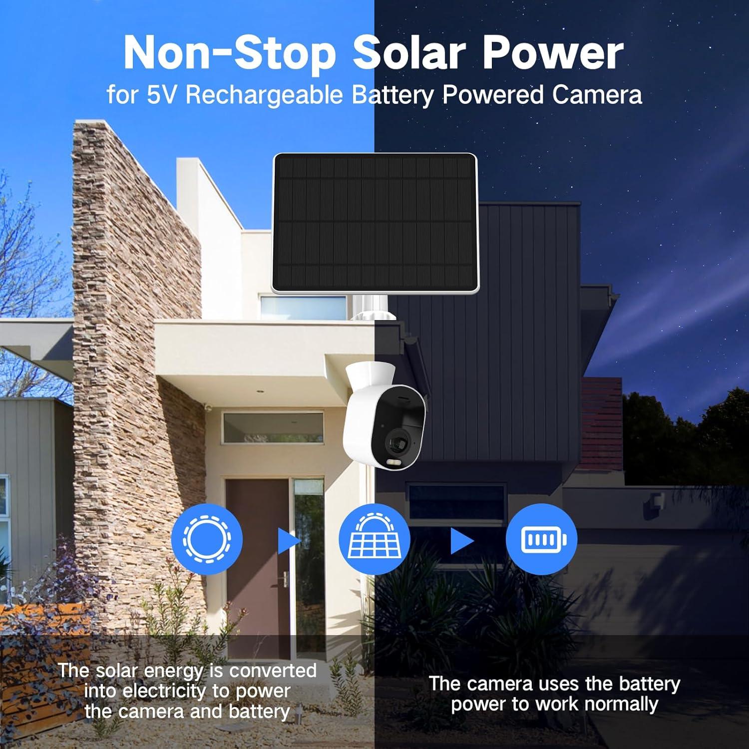 Panel Solar GYKZ 5W para Cámara Arlo, Resistente al Agua IP65