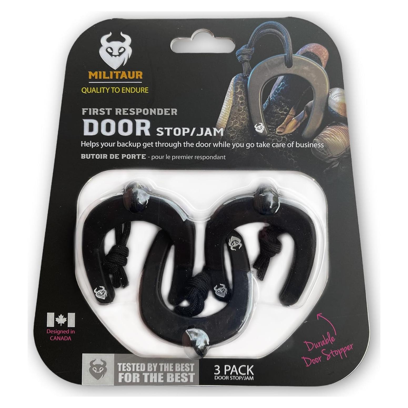 Tope de puerta MILITAUR negro - Paquete de 3 unidades tácticas