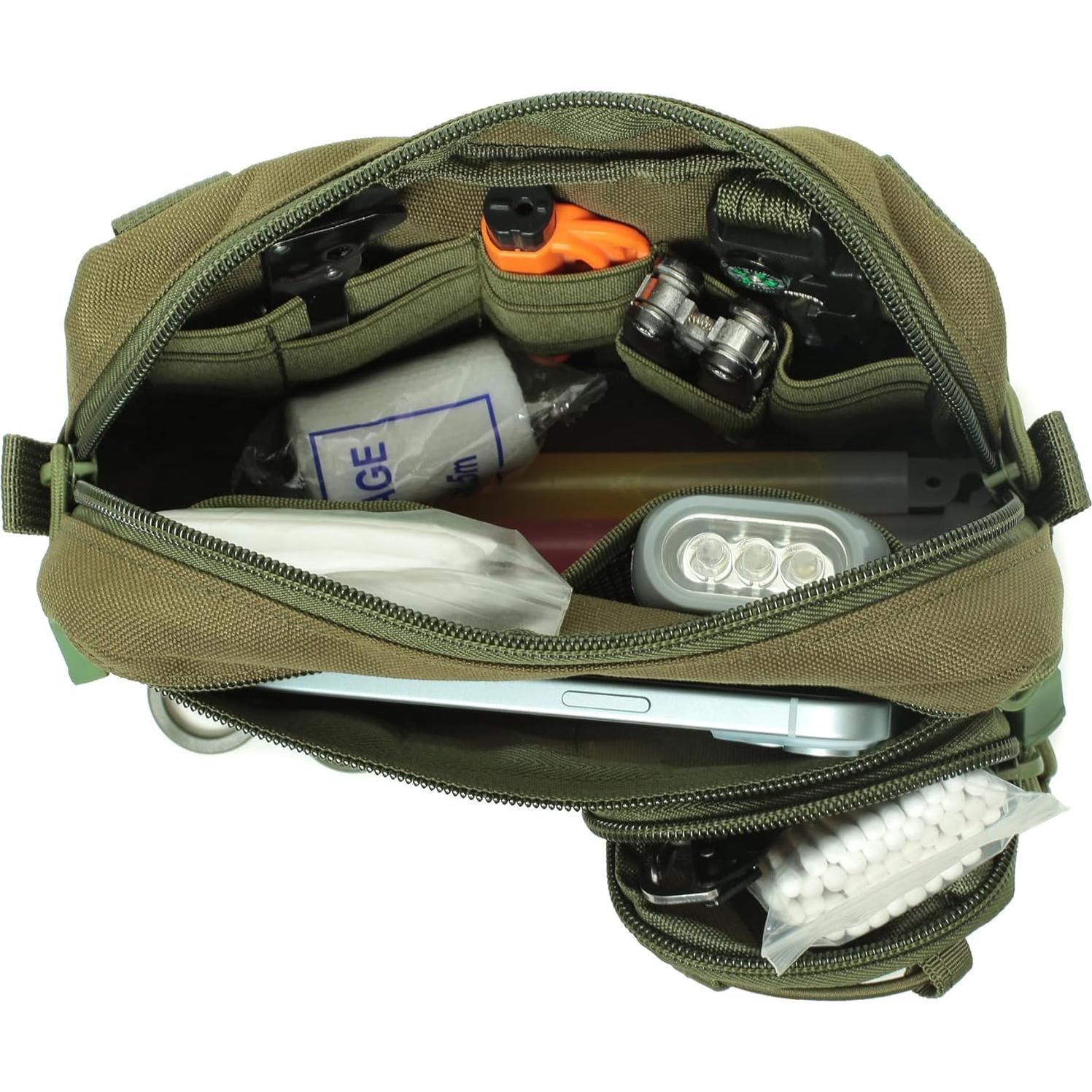 Bolsa Molle Horizontal Lemubeane Verde OD 23.9x15cm EDC