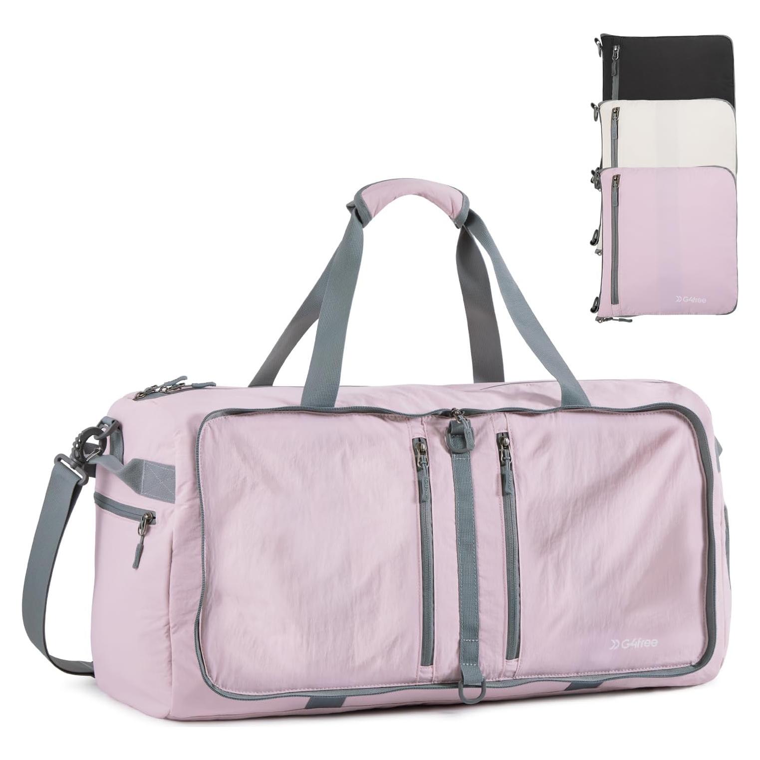 Bolsa de Viaje Plegable G4Free 65L Rosa con Compartimento para Zapatos