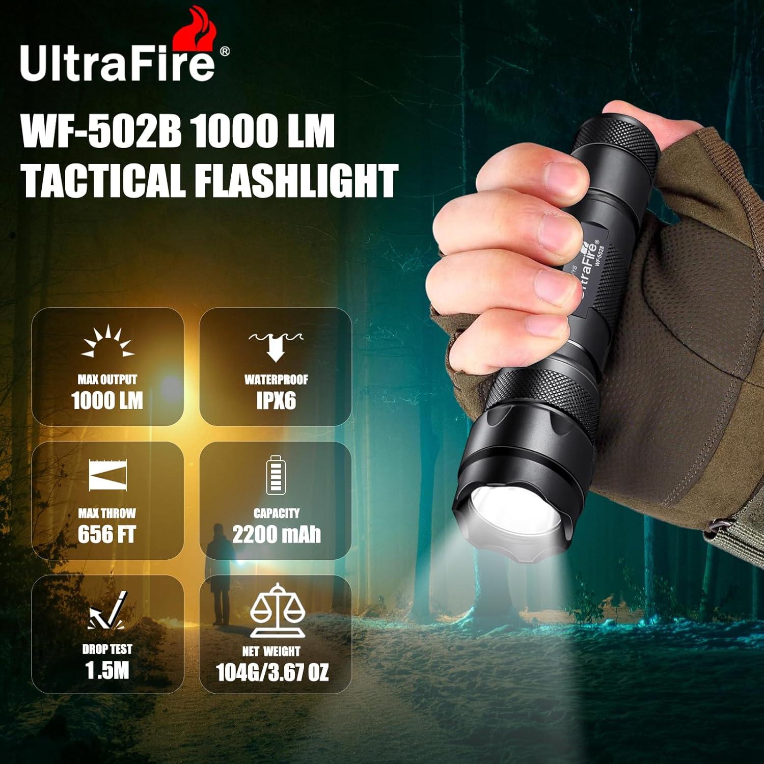 Linterna Táctica UltraFire WF-502B 1000 Lúmenes LED Compacta