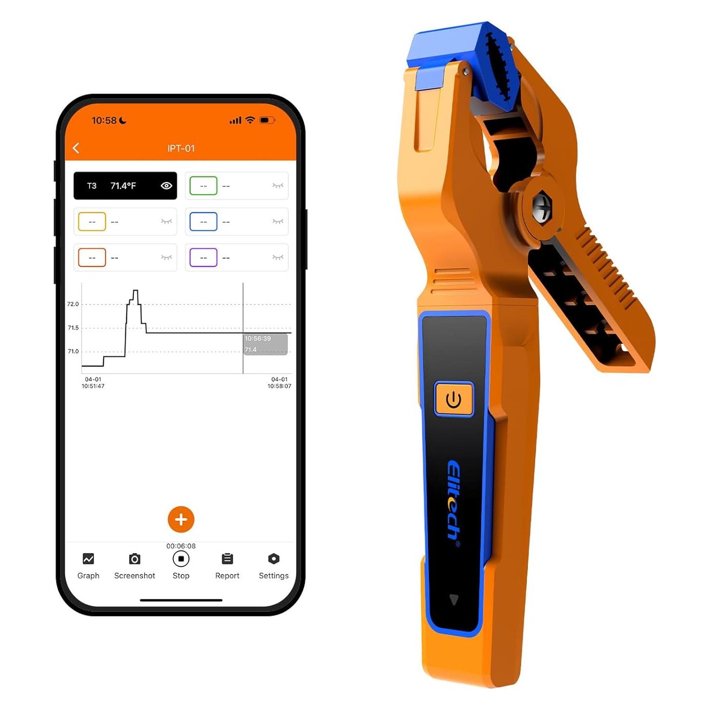 Pinza de Temperatura Inalámbrica Elitech IPT-01 - Termómetro Tipo T